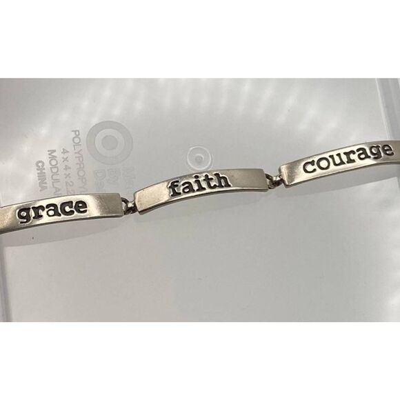 Truth~Grace~Faith~Courage~Wisdom 925 Sterling Silver Link Bracelet - Picture 8 of 11